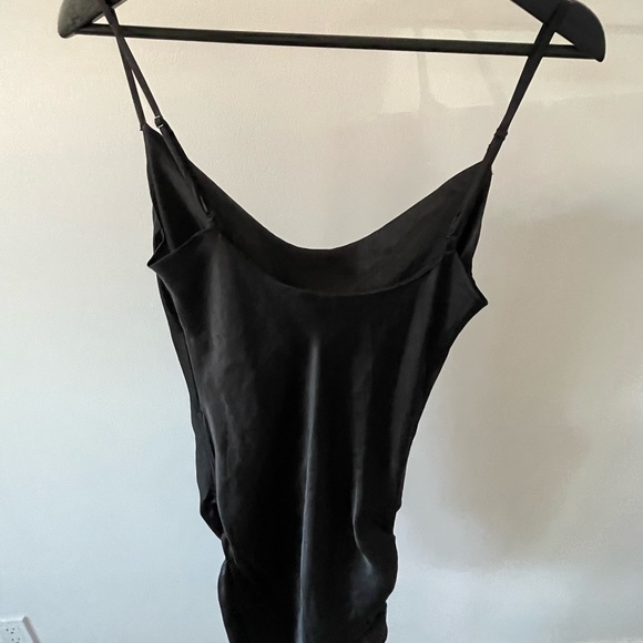 Aritzia Black Mini Satin Dress with Adjustable Straps - Picture 2 of 3